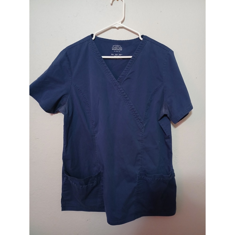 Cherokee Workwear Authentic Scrubs Top Navy Blue Medical Uniform Nursing XL